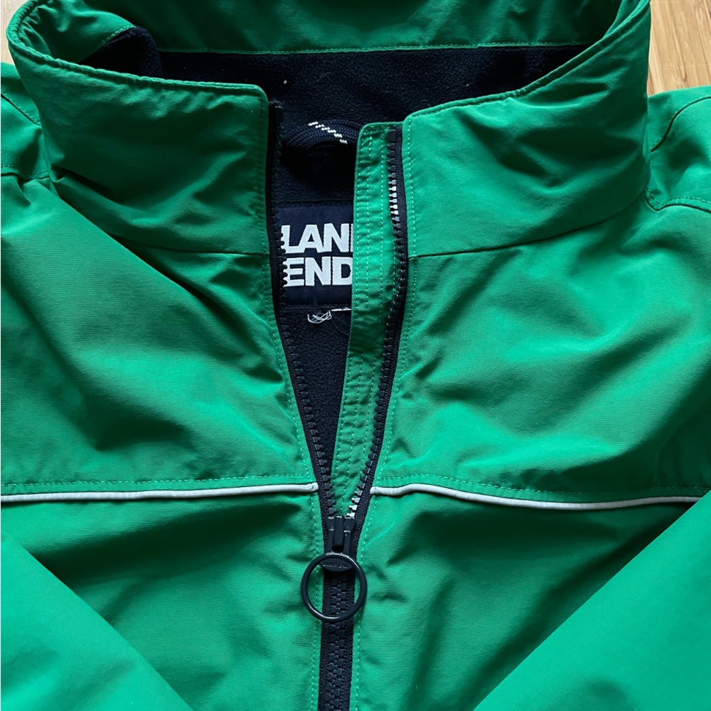 Lands End Green Bomber Jacket with Fleece Lining